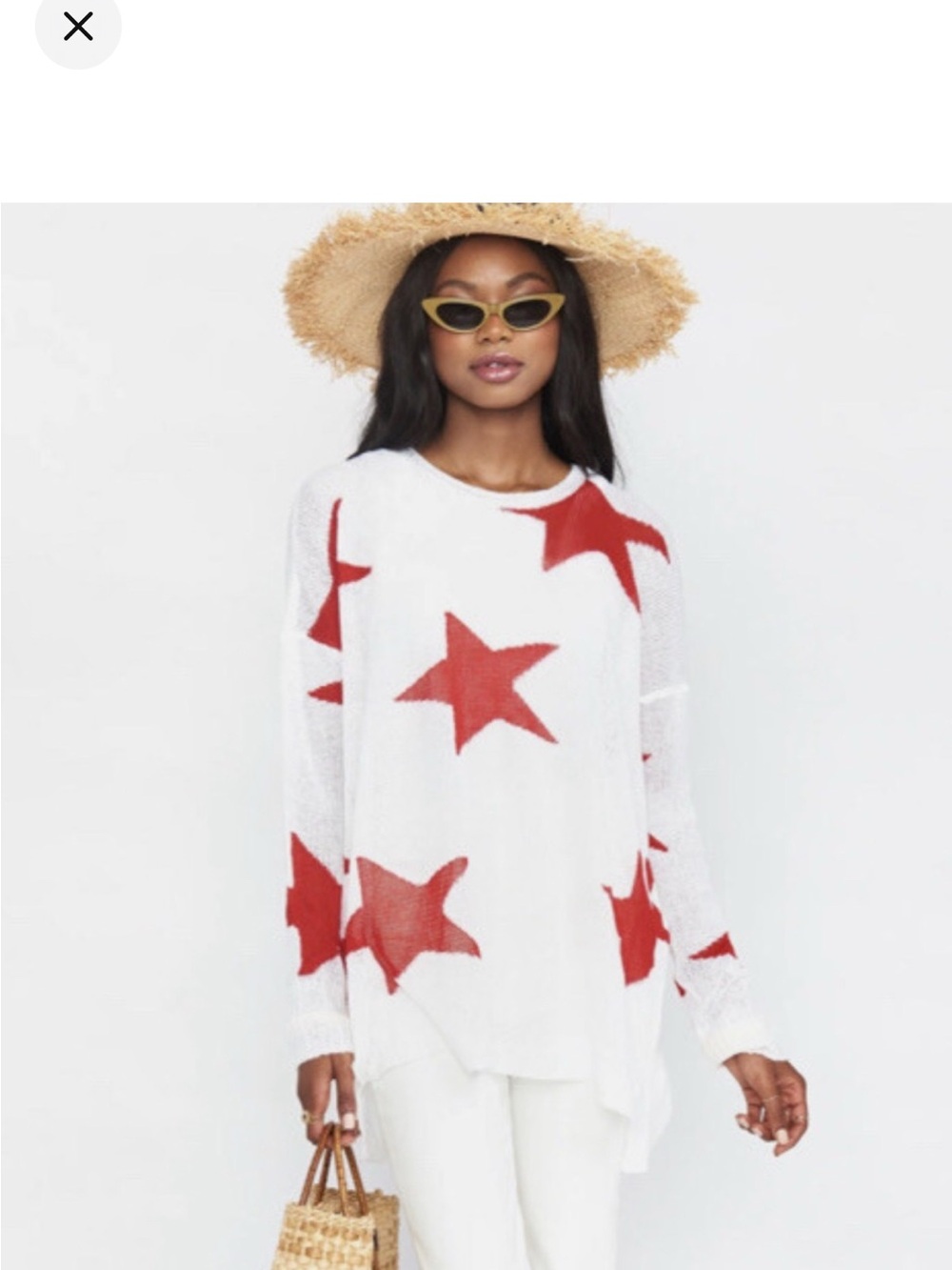 Show Me Your MuMu White Sweater with Red Stars